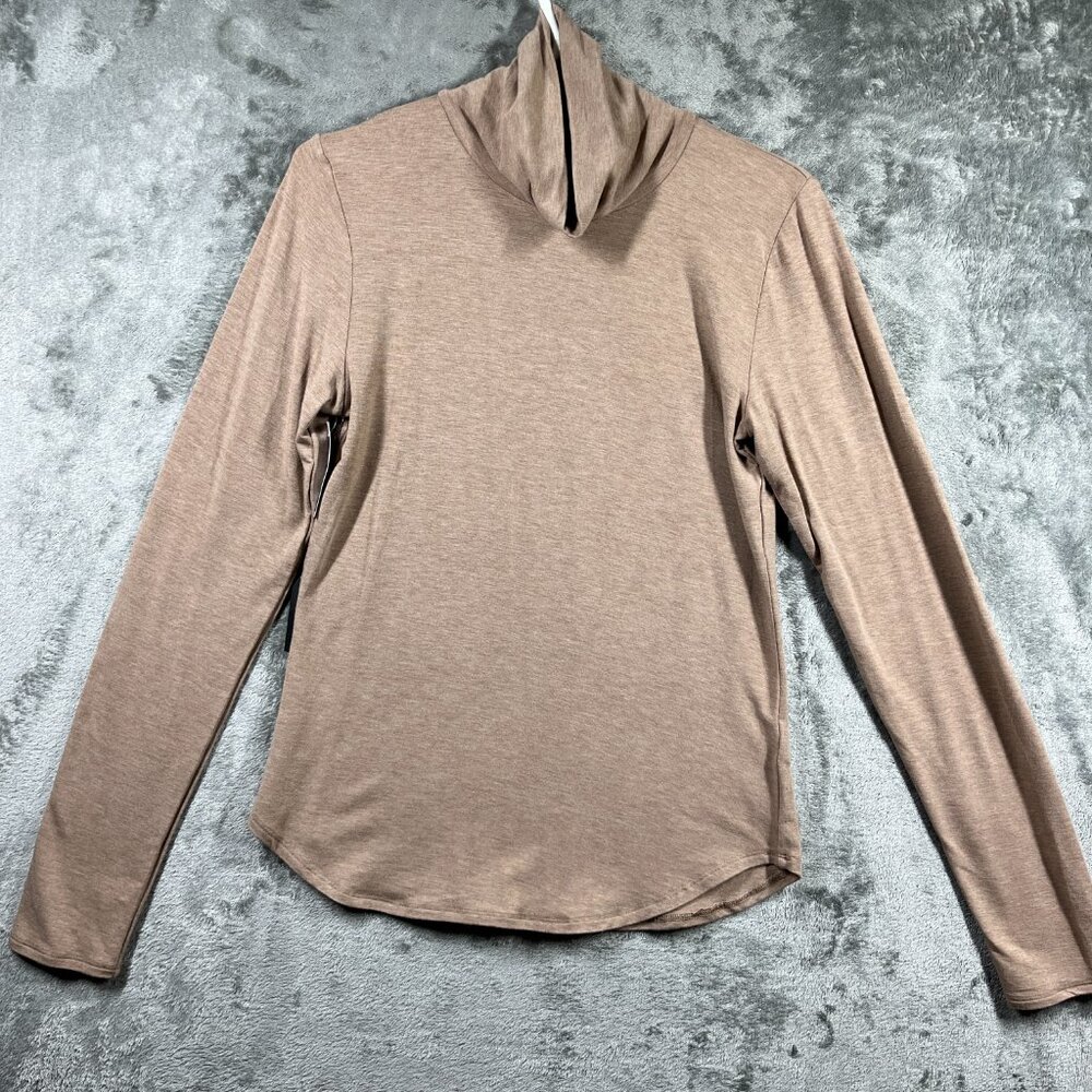 Babaton Long Sleeve Shirt Womens Sz Large Nude Turtleneck Everyday Soft Stretch
